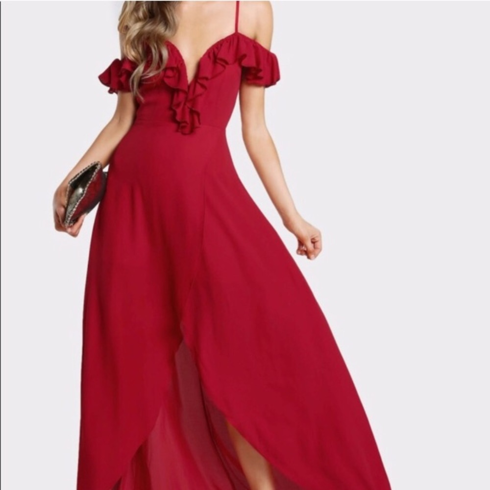 ❌SOLD❌Red Flutter Sleeve Dress